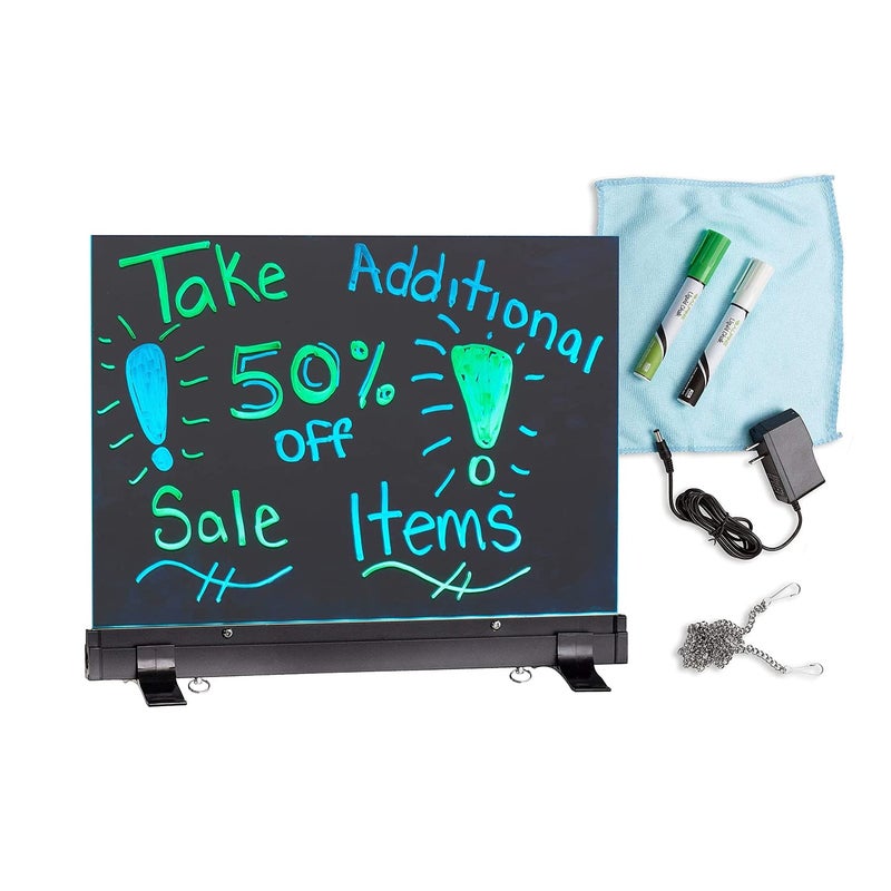 Alpine Industries LED Flashing Eraseable Message Board with Acrylic Writing Panel and Stand (12" x 16") - Image 1